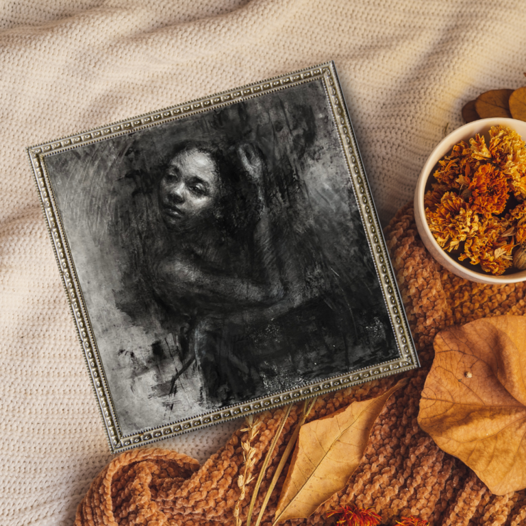 Brown Autumn Vintage Art Photo Frame Flatlay Mockup Instagram Post