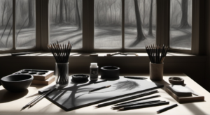 Landscape charcoal drawing tools skills